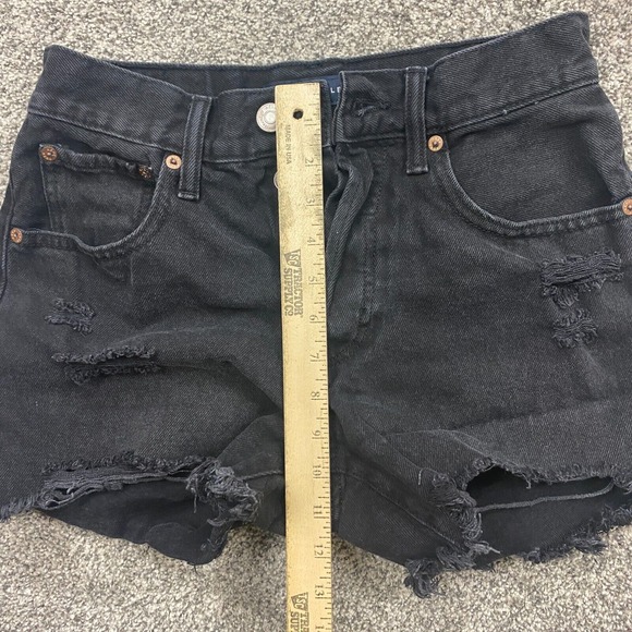 Aeropostale Shorts Womens 4 High Rise Cut-Off Distressed Button Fly jean cowgirl - Picture 10 of 12